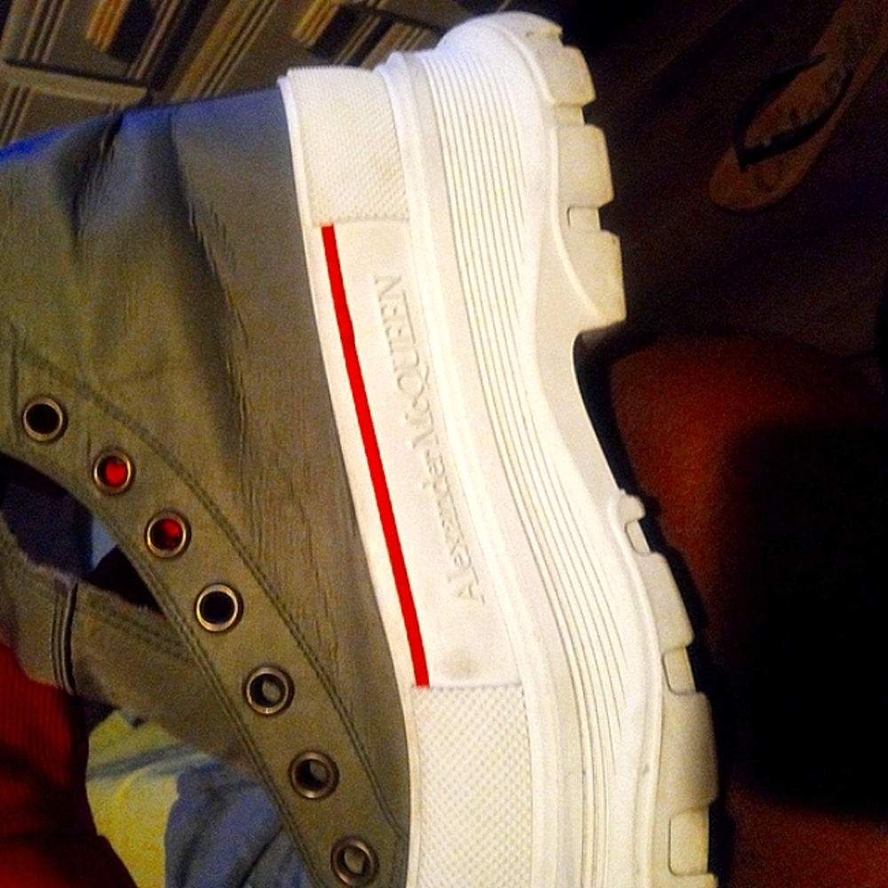 Alexander McQueen Gray and White Winter Boots